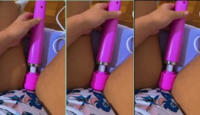 Aline Vitoria se divertindo com o vibrador novo