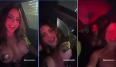 Grazi Mourão se exibindo dentro do carro com a amiga