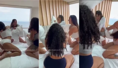 Ahjaponesa na cama com as amigas gatas