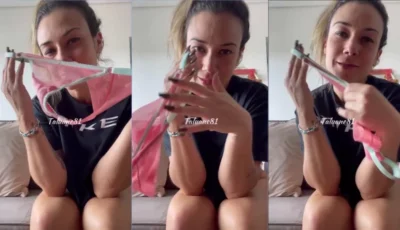 Taluane toda sexy e safada cheirando sua calcinha