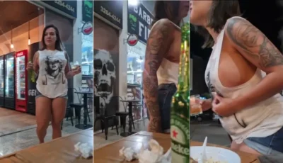 Amadora Dessinha Wife se exibindo no restaurante