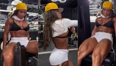 Fafa fitness bem gostosa de short arrochado