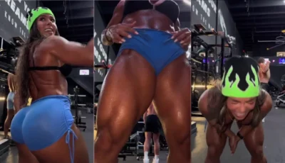 Fafa fitness safada de rabão com shortinho socado