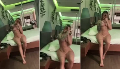 Gabi Tamiris pelada na frente do espelho do motel