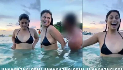 Luana Kazakise exibindo no mar