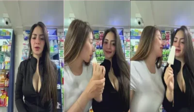 Roouse safada tetuda com amiga chupando picolé