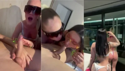 Any Correa com amiga puta chupando pau