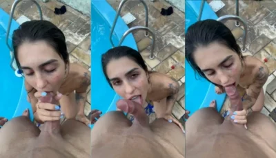 Jean Grey Bianca pagando boquete gostoso na piscina