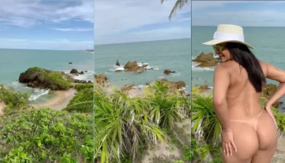 Edna Samara peladona ao ar livre
