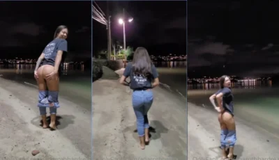 Famosinha Ana Rothbard mostrando a bunda na praia
