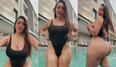 Nataly Fabiola Ordonez latina peituda na piscina