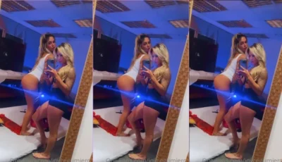 Perfeitinha Joyce Gumiero em video se exibindo com a amiga na frente do espelho