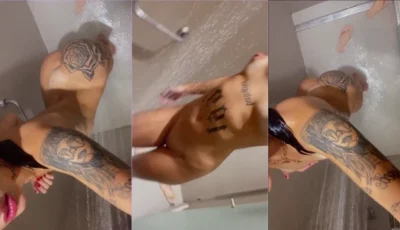 Raissa Avanzo filmando seu banho rebolando