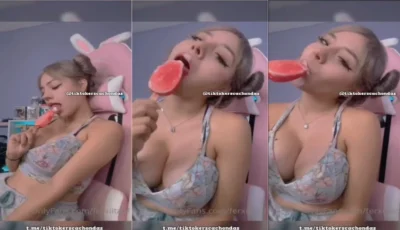 Safada ferxiitaof excitada lambendo o picolé