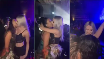 Video amador da tiktoker gata beijando uma garota na balada
