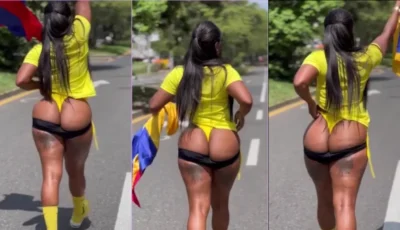 Yeri Mina exibindo a bunda grande na rua