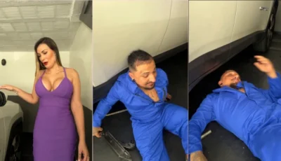 Anão Pistolinha levando a Andressa Urach para casa