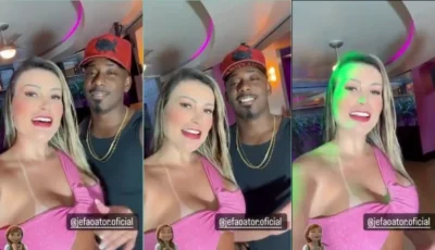 Andressa Urach se preparando para gravar com jefão