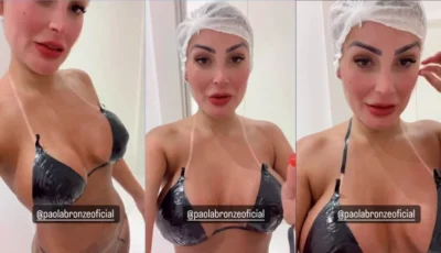 Andressa Urach se preparando pro bronzeado artificial