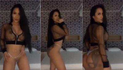 Chamando atenção, a Nadine Borges provoca de calcinha fio dental