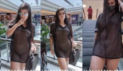 Luana Kazaki no shopping com a buceta e os seios aparecendo