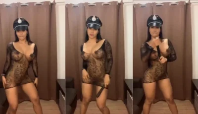 Nadine Borges fantasiada de policial puta