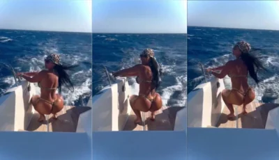 Nadine Kerastas rabuda famosa ao ar livre