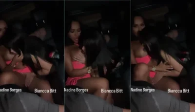 Ousada, a Nadine Borges fode com a novinha no carro