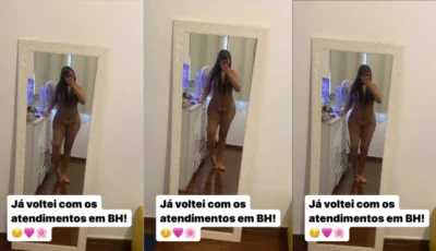Rabuda caiu na net pelada na frente do espelho