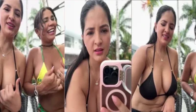 Vídeo amador da Carolina Novoa e a amiga mostrando os seios na piscina do hotel